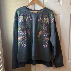 Boden Dark Gray Sweater with Vibrant Embroidery